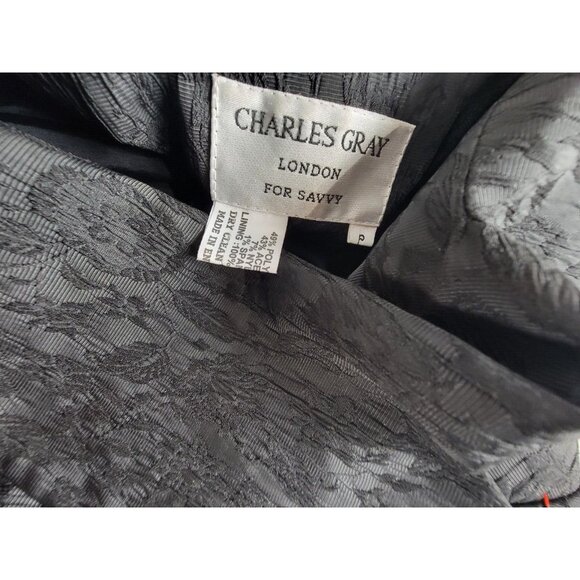 Charles Gray London For Savvy Womens Small Black Jacquard Single-Button Blazer - Picture 4 of 7